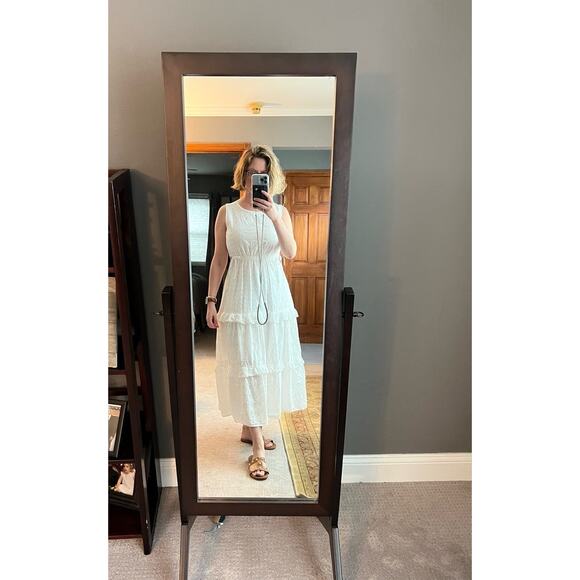 SLATE & WILLOW White Lace Eyelet Sleeveless 100% Cotton Midi Dress Size Medium - Picture 16 of 16